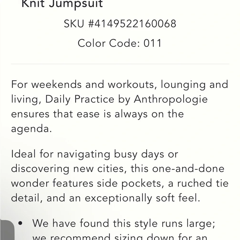 Anthropologie daily practice horizon wide leg knit Jumpsuit in pearl - Picture 6 of 13